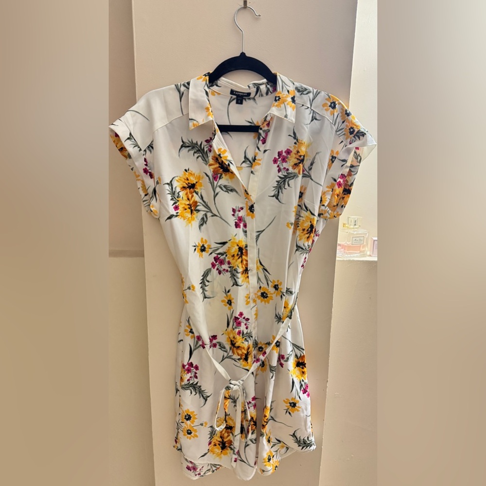 Express Floral Midi Dress - White and Yellow